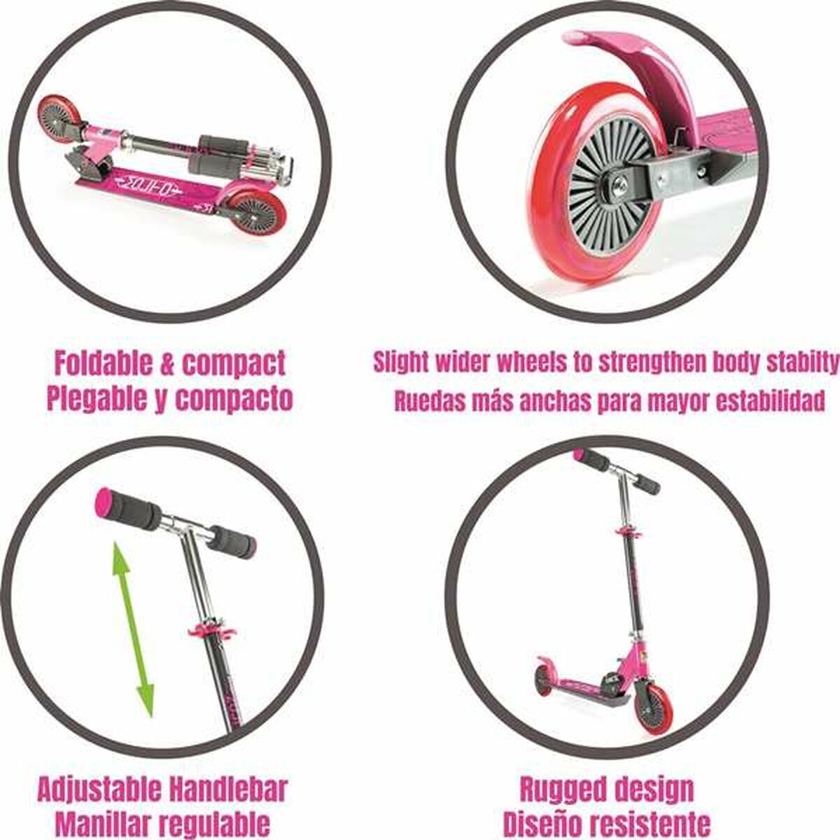 Monopattino Moltó Rosa Metallo Plastica 72-77 cm